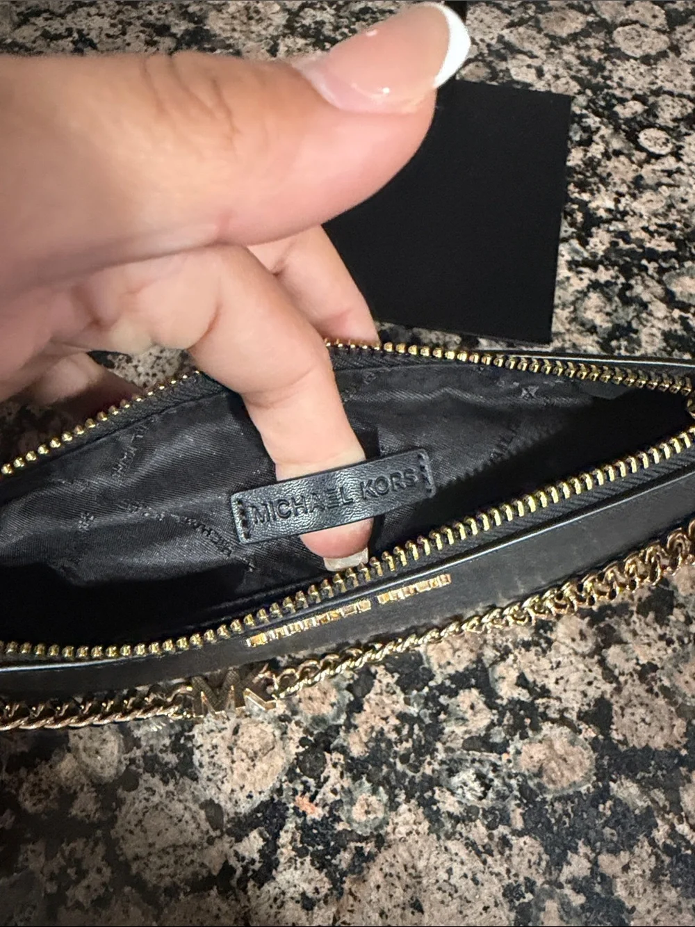 Michael Kors Black Saffiano Mini bag with Gold Chain
